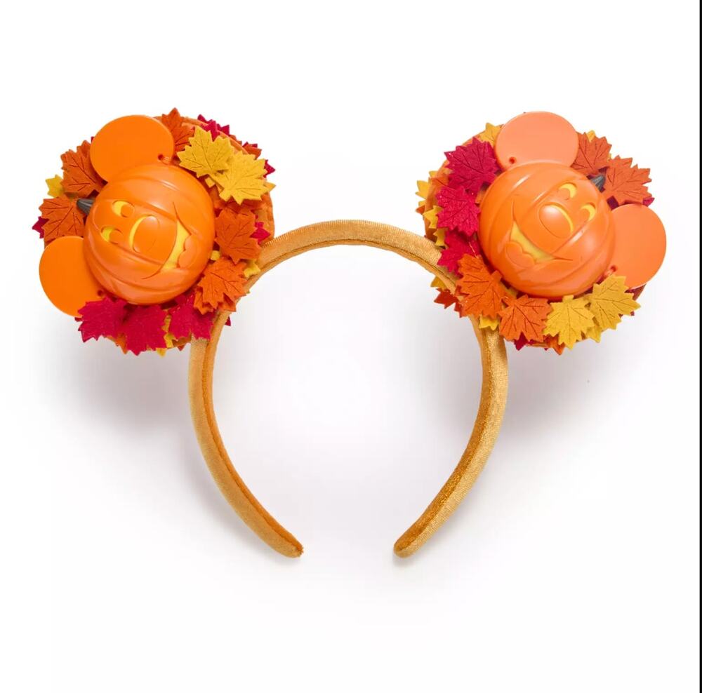 Disney Pumpkin Wreath Halloween Ears - Jack O Lantern Lamp Post Headband